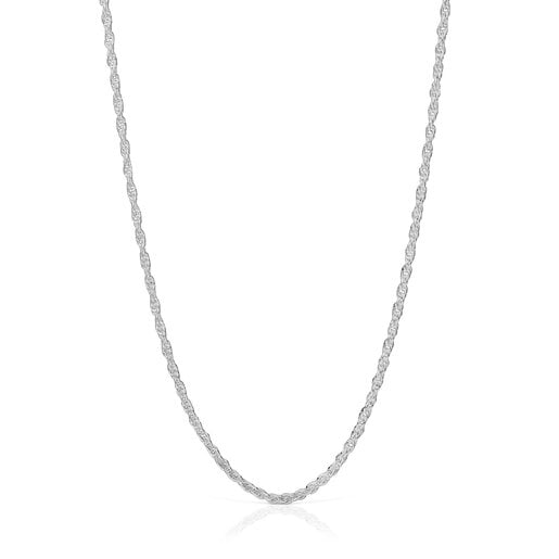 Strieborný šnúrkový Priliehavý náhrdelník dĺžky 50 cm TOUS Basics