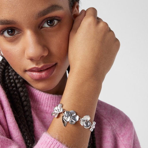 Серебряный браслет с цветами Fragile Nature