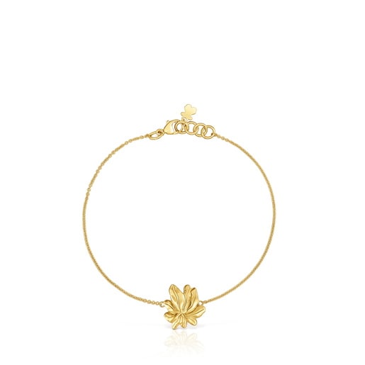 Pulsera cadena con baño de oro 18 kt sobre plata motivo Yagrumo