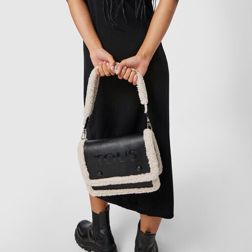 Средняя сумка-кроссбоди New Audree с черной овчиной