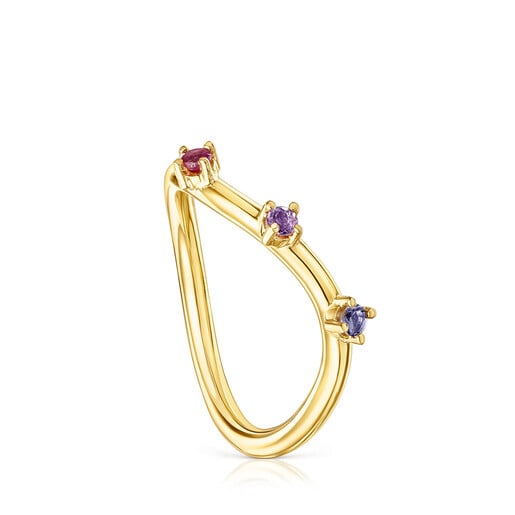 Bague ovale Magic Nature en argent vermeil et pierres précieuses