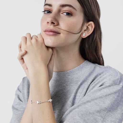 Silver TOUS Real Sisy Bracelet with Pearls 17,5cm.