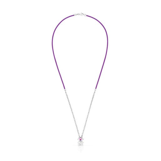 Fliederfarbene elastische Halskette TOUS Instint „GRYST“ mit Stahl und Perlmutt
