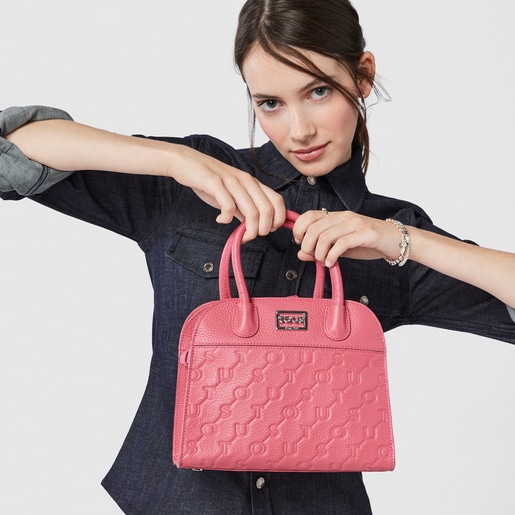 Small fuchsia leather TOUS Script City bag
