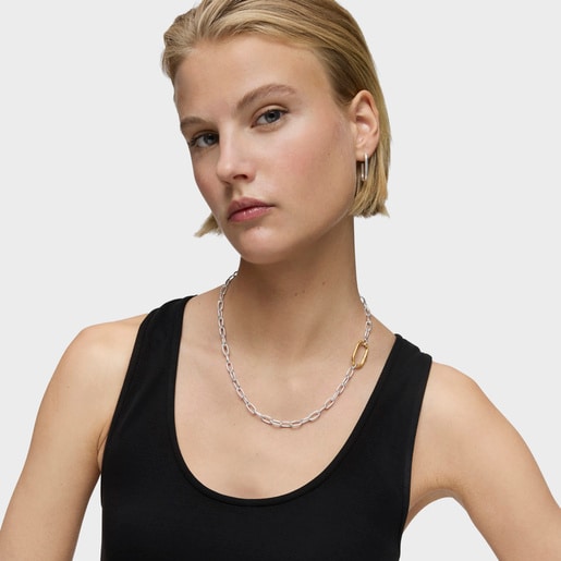 Hold Oval silver short Necklace