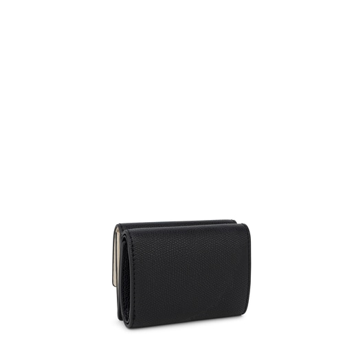 Monedero Flap pequeño negro y beige TOUS Funny