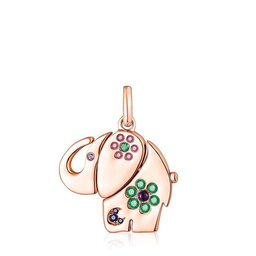 Pingente Mi Talisman em Prata Vermeil rosa com Pedras Preciosas