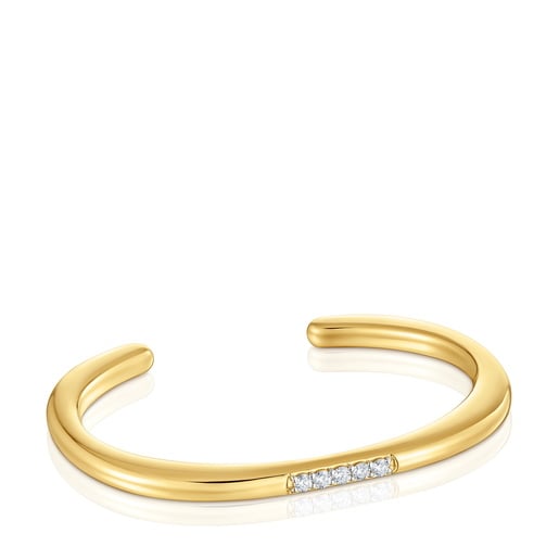 Bangle with 18kt gold plating over silver and laboratory-grown diamonds Line LGD
