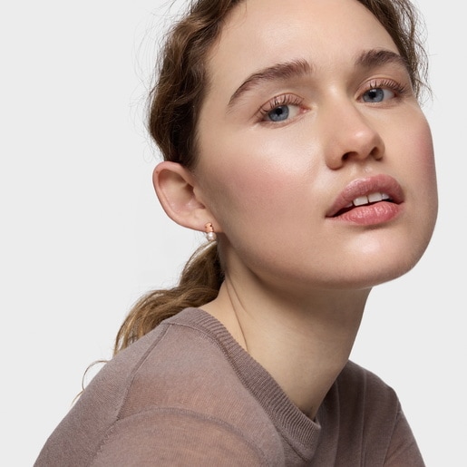 Bear Earrings with 18kt rose-gold plating over silver and cultured freshwater pearl TOUS Sweet Dolls