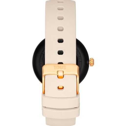 Smartwatch with beige strap and gold-colored steel motifs TOUS S-CONNECT CHARMS