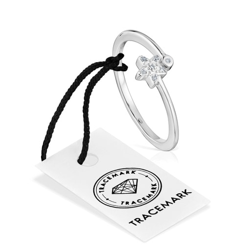Kleiner Ring TOUS Grain aus Weißgold mit Diamanten und Sterndetail