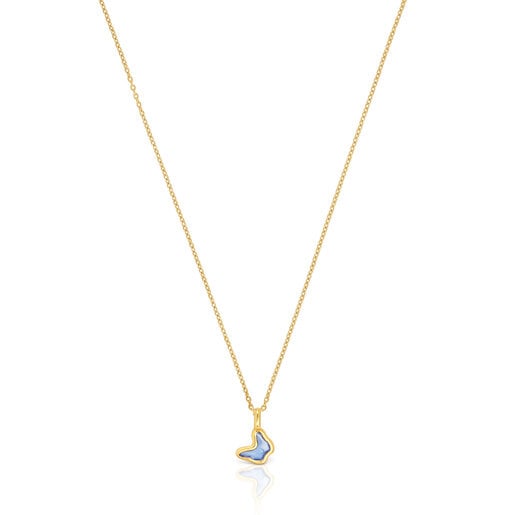 Silver vermeil Gregal blue butterfly necklace