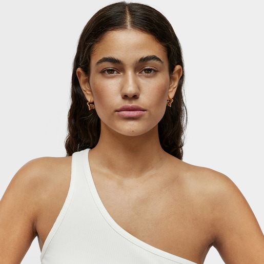 עגילים משולשים Bickie קטנים בצורת כוכב עם ציפוי זהב 18 קראט על כסף