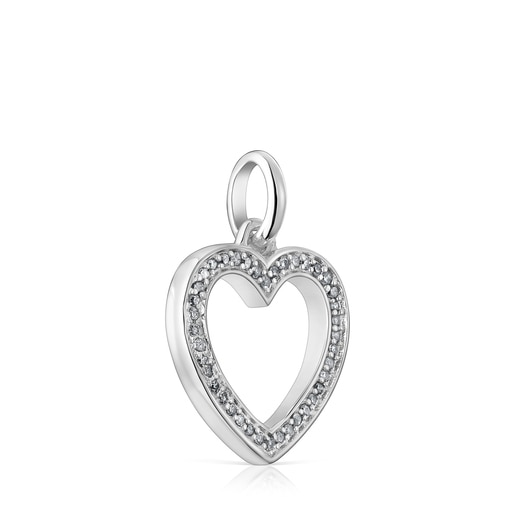 Nocturne heart pendant in silver with diamonds | TOUS