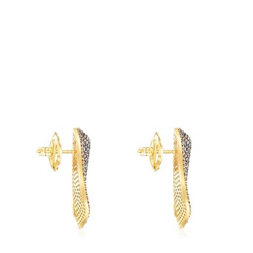 Small Gold ATELIER Nenufar Earrings with yellow Diamonds