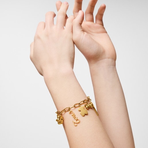 Gold-colored steel Bracelet with hanging charms TOUS Charming