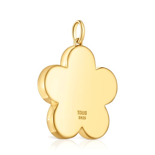 Medium 27mm 18kt gold plating over silver flower Pendant Sweet Dolls