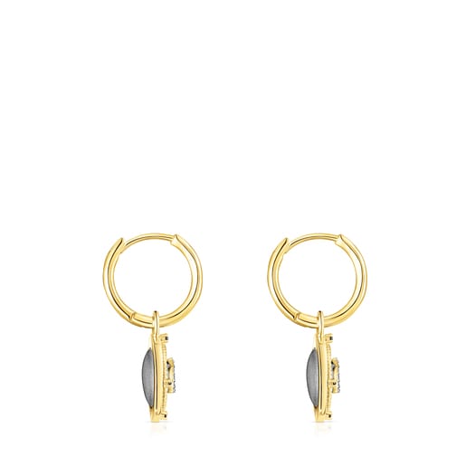 Short silver vermeil Magic Nature Earrings with diamonds