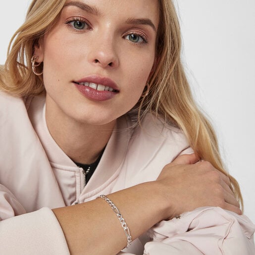 Браслет TOUS Chain из разных гнутых колец из серебра