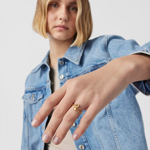 ゴールドコーティングシルバーのオープンリング Oceaan Duna