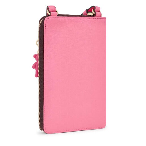 Porta-telemóvel para pendurar com carteira TOUS Funny rosa