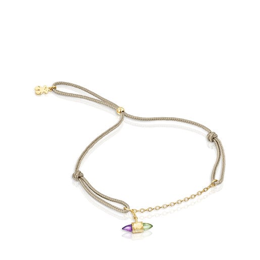 Pulseira Lure em nylon e ouro com pedras preciosas