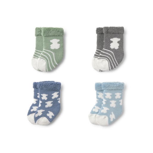 Pack of 4 pairs of baby socks in SSocks blue