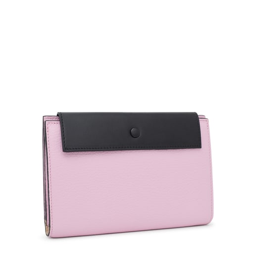 Cartera de piel malva y negra TOUS Empire
