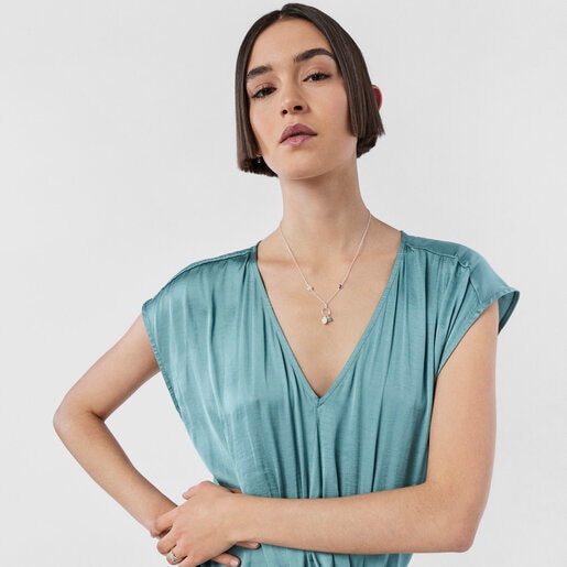 Серебряное колье Cool Color с драгоценными камнями