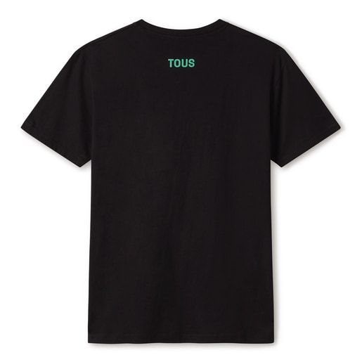 טישרט בשחור וטורקיז עם דובון משובץ אבני חן