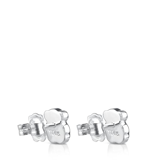 Silver TOUS Color Earrings with faceted mother-of-pearl Bear motif