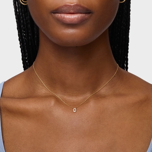 Short gold letter D Necklace with 0.05 ct diamonds Alphabet