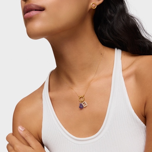 Colgante oso pequeño con amatista y oro 14 kt Bold Bear