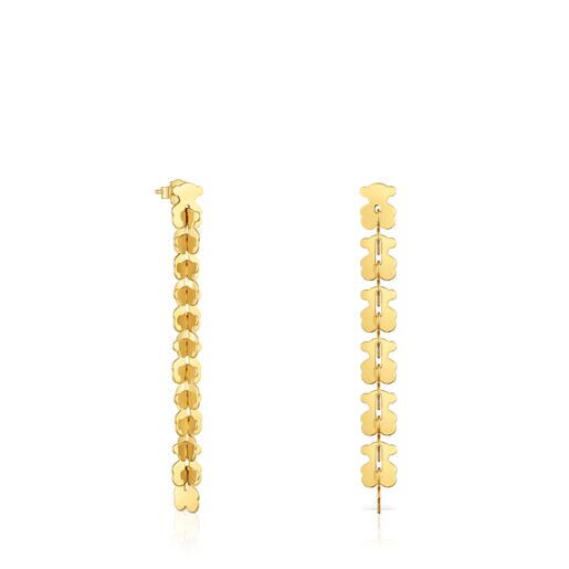 Pendientes largos de acero en color dorado con motivos oso Carrusel