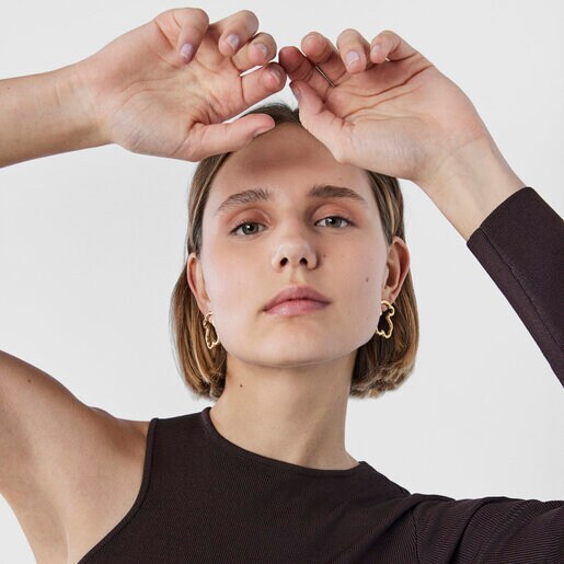 ピアス Hold　くま　30mm　イエローゴールドコーティング