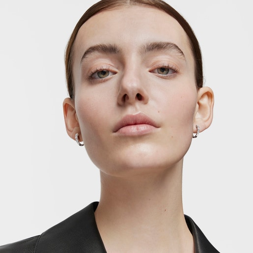 White Gold TOUS Bear Earrings with three Diamonds Bear motifs