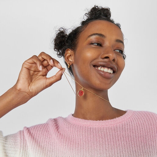 Collier camée Oceaan Color en argent vermeil et glass rose