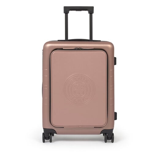 حقيبة سفر ترولي TOUS Travelers باللون الذهبي الوردي