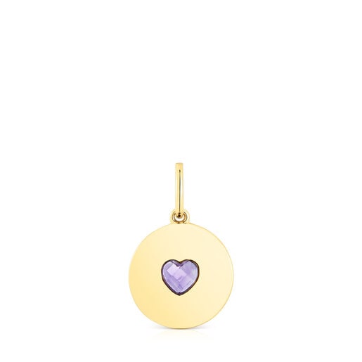 Silver vermeil Medallion pendant with amethyst heart Aelita | TOUS