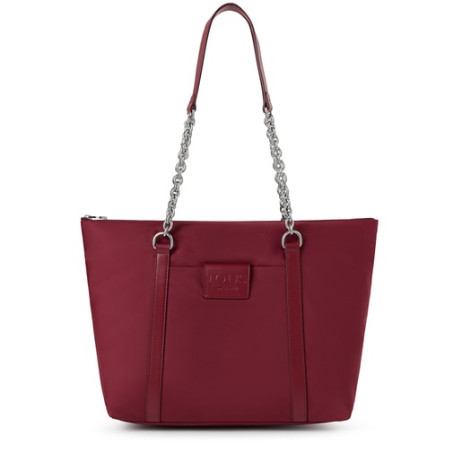 Large burgundy Empire Soft Chain Tote bag