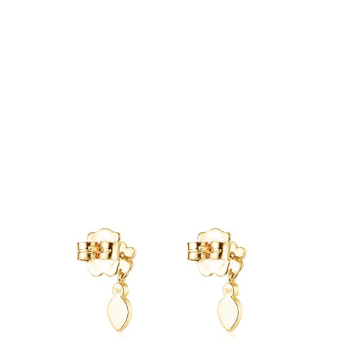 Long gold Magic Nature Earrings with diamonds