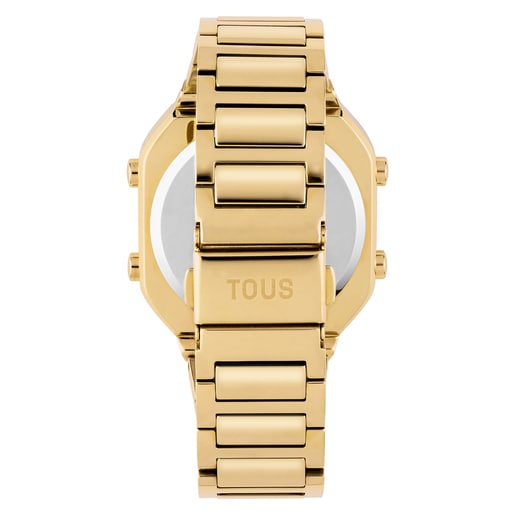 D-BEAR digital watch with gold-colored IPG steel bracelet