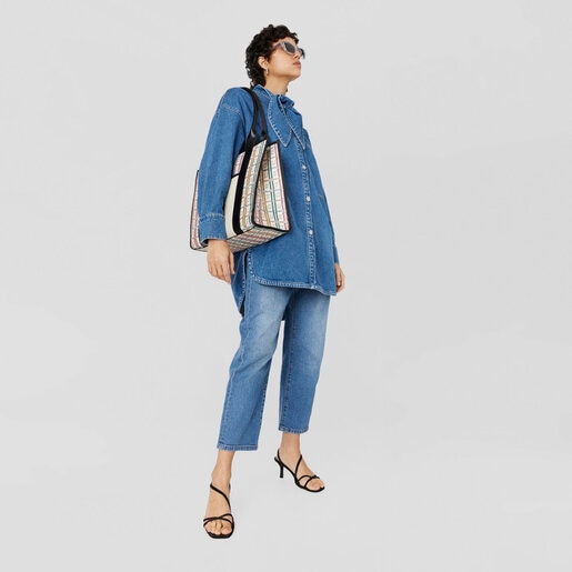 Shopping grande Amaya blanco y negro TOUS Crossroad