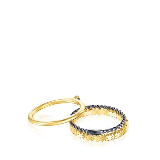 Silver Vermeil, Dark and Spinel TOUS Ring Mix Rings set