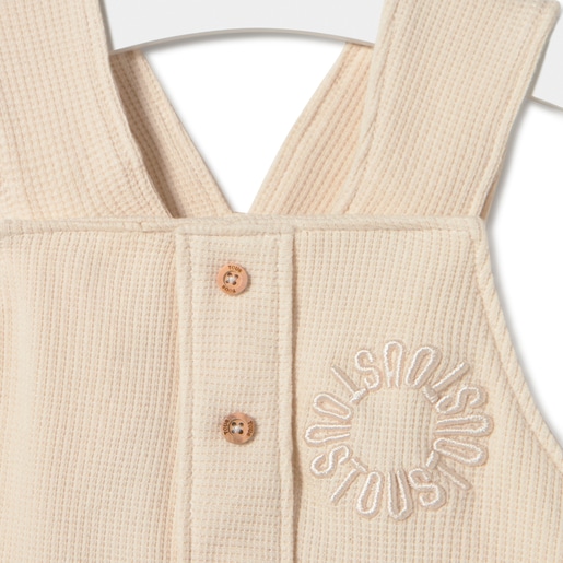 Piqué fabric baby romper in Classic ecru