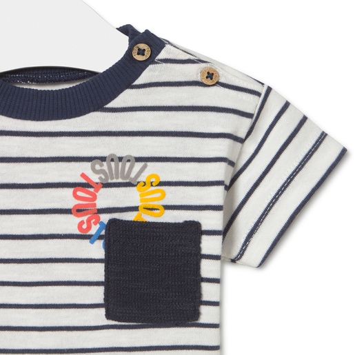 Stripy t-shirt in Navi navy blue