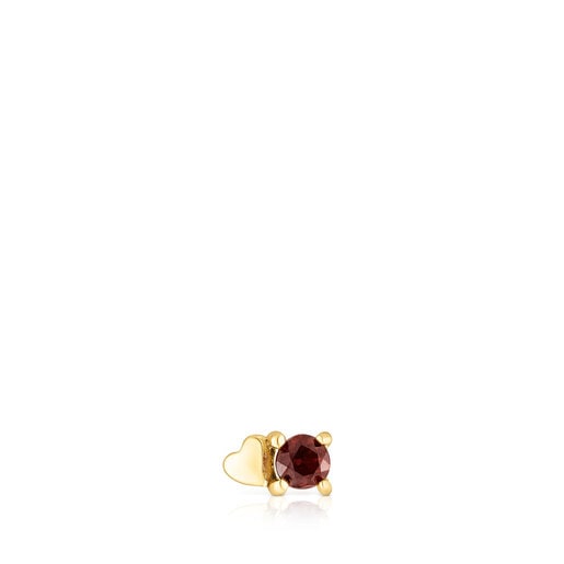 Gold-colored IP steel and garnet New Motif Heart piercing | TOUS