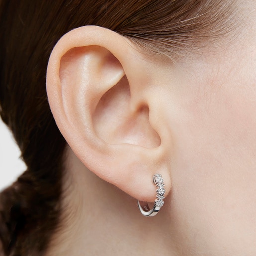 White Gold TOUS Bear Earrings with three Diamonds Bear motifs