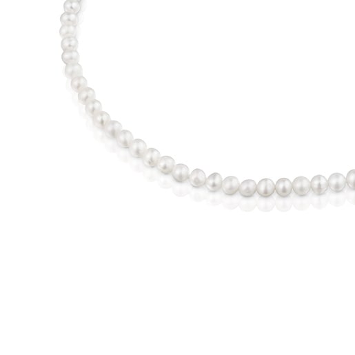 シルバーと8 mm大のパールのネックレス Hold