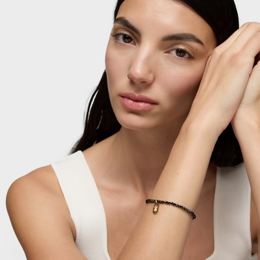 Pulsera elástica con espinelas y baño de oro 18 kt sobre plata Camille